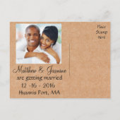 Rustiek Save The Date Bruin Trouwfoto Briefkaart (Achterkant)