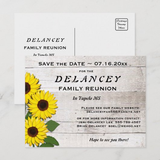 Rustiek Save the Date Family Reunion Briefkaart (Voorkant / Achterkant)