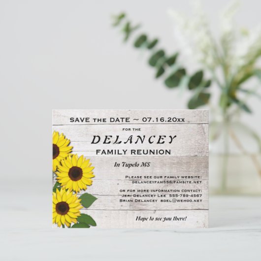 Rustiek Save the Date Family Reunion Briefkaart (Staand voorkant)