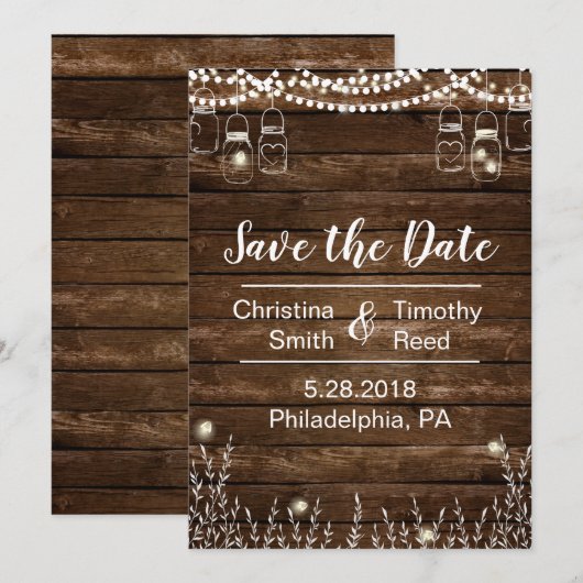 Rustiek Save the Date Kaart voor Country Weddings (Voorkant / Achterkant)