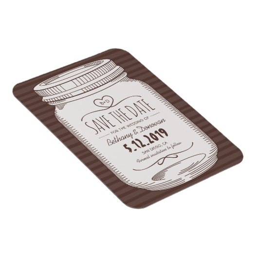 Rustiek Save The Date Magnet Country Mason Jar Magneet (Rechterzijde)