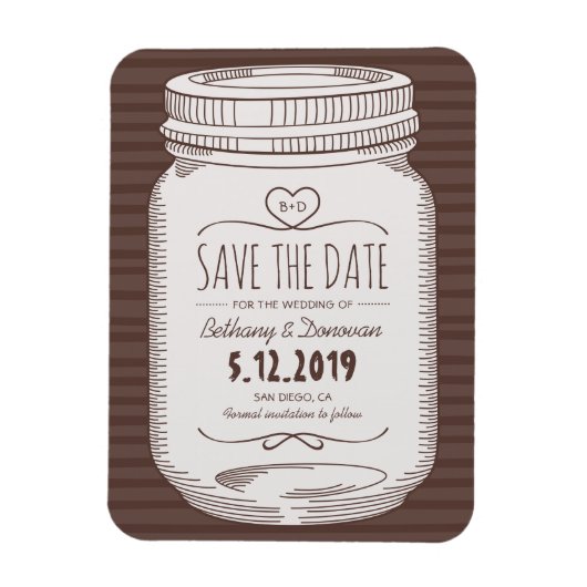 Rustiek Save The Date Magnet Country Mason Jar Magneet (Verticaal)