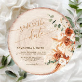 Rustiek Save the Date Ronde Hout Gesneden Graan Ka Kaart