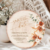 Rustiek Save the Date Ronde Hout Gesneden Graan Ka Kaart