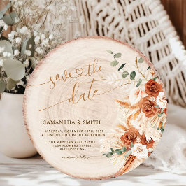 Rustiek Save the Date Ronde Hout Gesneden Graan Ka Kaart