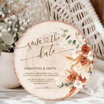 Rustiek Save the Date Ronde Hout Gesneden Graan Ka