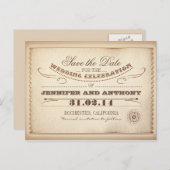 Rustiek Save the Date Tickets briefkaarten (Voorkant / Achterkant)