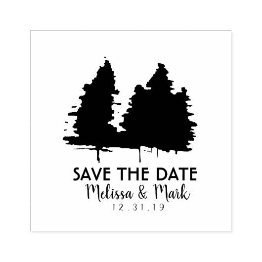 Rustiek Save the Date Trees Bruiloft Rubber Inking Rubberstempel (Afrduk)