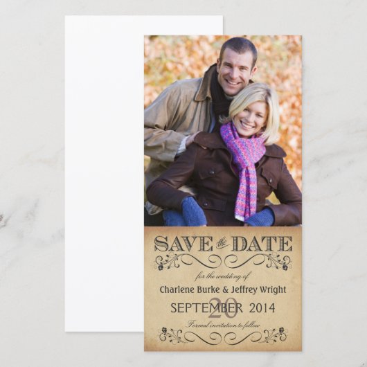 Rustiek Save The Date Wedding Fotokaarten (Voorkant / Achterkant)
