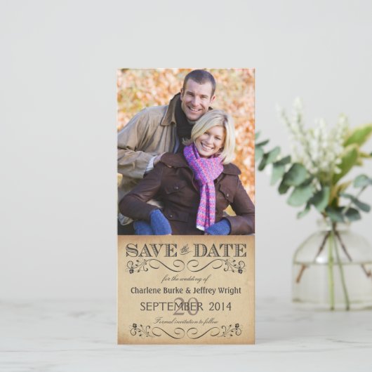 Rustiek Save The Date Wedding Fotokaarten (Staand voorkant)