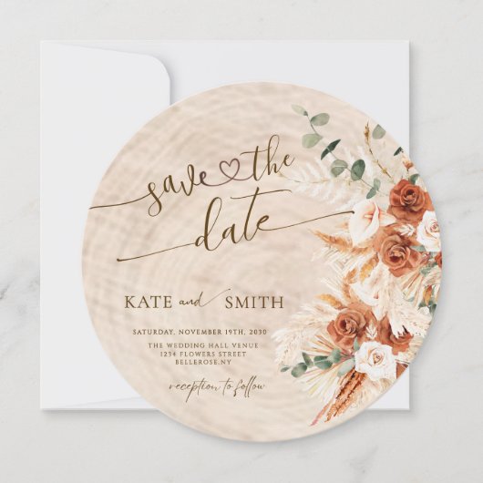 Rustiek Save the Date Wood Cut Kaart (Voorkant)