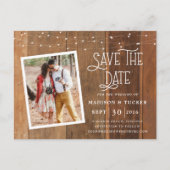 Rustiek Save The Date Wood Lights Foto uitnodiging (Voorkant)