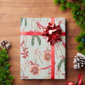 Rustiek Scandinavisch groen & Waterverf Citrus Cadeaupapier