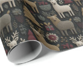 Rustiek Scandinavisch rendier & bos Kerstmis Cadeaupapier (Rol Hoek)