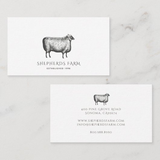 Rustiek Schaap Boerderij Visitekaartje (Voorkant / Achterkant)