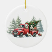 Rustiek Schaap Rode Vrachtwagen thema Keramisch Ornament (Achterkant)