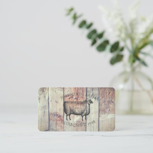 Rustiek Schaap & Schuur Hout Custom Boerderij Log Visitekaartje (Staand voorkant)