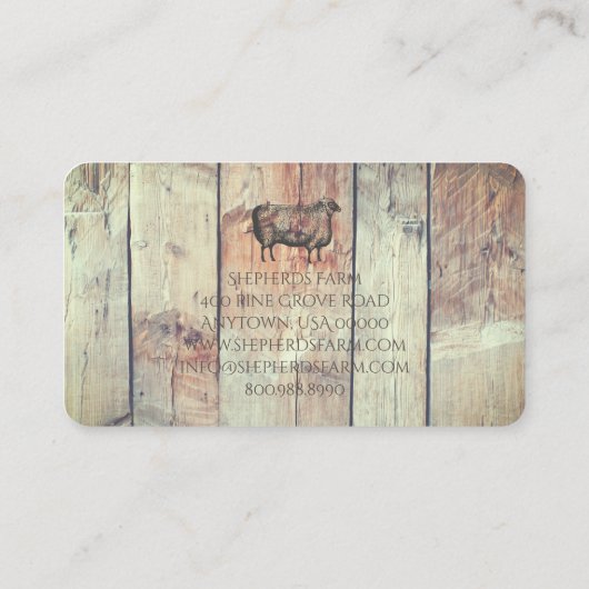 Rustiek  Schaap & Schuur Hout Custom Boerderij Log Visitekaartje (Achterkant)