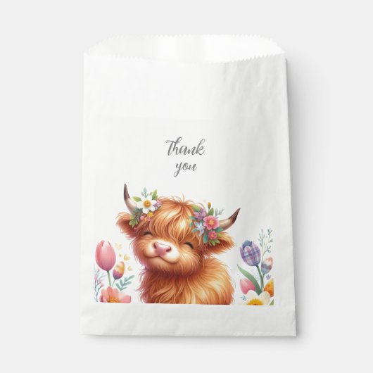 Rustiek Schattige Baby Highland Koe Baby shower Bedankzakje (Voorkant)