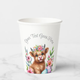 Rustiek Schattige Baby Highland Koe Baby shower Papieren Bekers