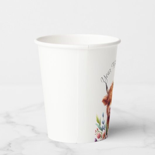 Rustiek Schattige Baby Highland Koe Baby shower Papieren Bekers (Rechts)