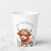 Rustiek Schattige Baby Highland Koe Baby shower Papieren Bekers (Voorkant)