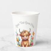 Rustiek Schattige Baby Highland Koe Baby shower Papieren Bekers (Voorkant)