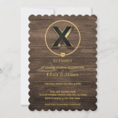 Rustiek Schattige Goud Hart Monogram Familie Baby  Kaart (Voorkant)