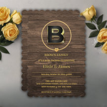 Rustiek Schattige Goud Hart Monogram Familie Baby 