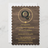 Rustiek Schattige Goud Hart Monogram Familie Baby  Kaart (Voorkant)