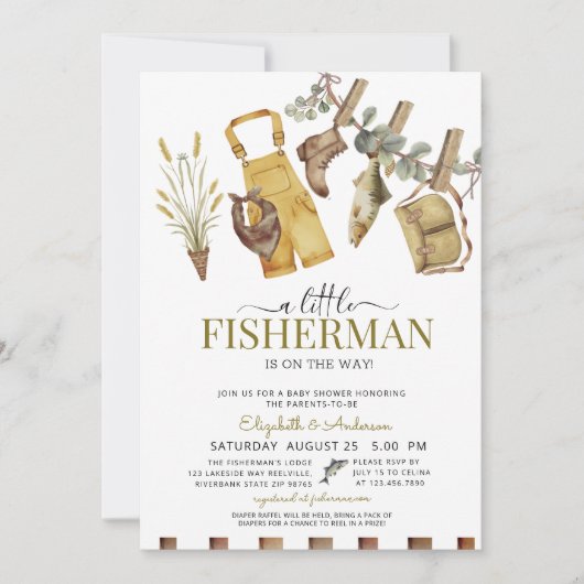 Rustiek Schattige Little Fisherman Baby shower Kaart (Voorkant)