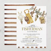 Rustiek Schattige Little Fisherman Baby shower Kaart (Voorkant / Achterkant)