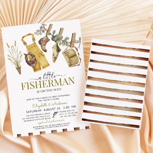 Rustiek Schattige Little Fisherman Baby shower Kaart