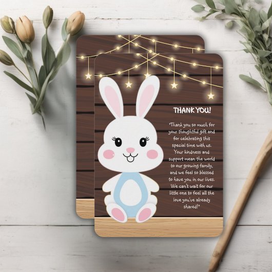 Rustiek Schattige Witte Bunny Baby shower Bedankkaart