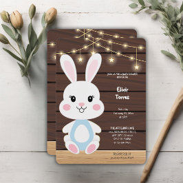 Rustiek Schattige Witte Bunny Baby shower Kaart