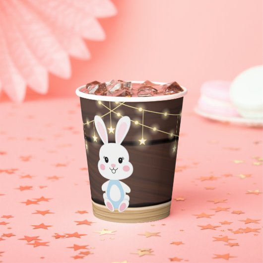 Rustiek Schattige Witte Bunny Baby shower Papieren Bekers (Insitu)