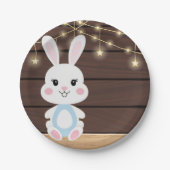 Rustiek Schattige Witte Bunny Baby shower Papieren Bordje (Voorkant)