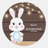 Rustiek Schattige Witte Bunny Baby shower Ronde Sticker (Voorkant)