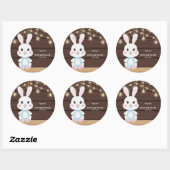 Rustiek Schattige Witte Bunny Baby shower Ronde Sticker (Vel)