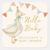 Rustiek Schattigeste Hallo Baby Baby shower Vierkante Sticker (Voorkant)