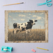 Rustiek schilderij van een Koe in een zonovergoten Tissuepapier (Craft)