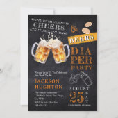 Rustiek schoolbord Cheers & Beers Luier Party Kaart (Voorkant)