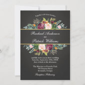 Rustiek schoolbord en bloemen bruiloft uitnodiging (Voorkant)