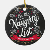 Rustiek schoolbord "Op de stoute lijst." Christmas Keramisch Ornament (Voorkant)