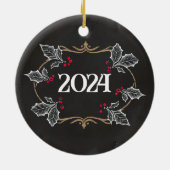 Rustiek schoolbord "Op de stoute lijst." Christmas Keramisch Ornament (Achterkant)