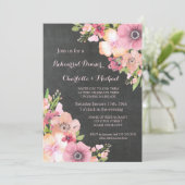 Rustiek schoolbord roze bloemen repetitie diner kaart (Staand voorkant)