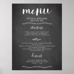 Rustiek schoolbord trouwmenu bord / Poster
