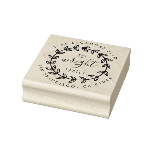 rustiek schrift | Hand getrokken krans retouradres Rubberstempel (Stempel)