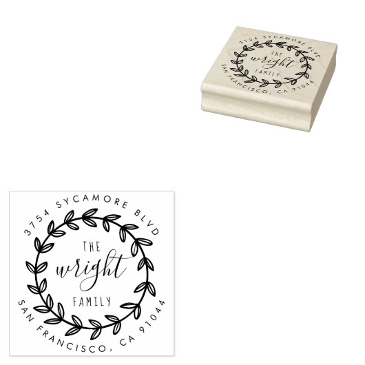 rustiek schrift | Hand getrokken krans retouradres Rubberstempel (Gestempeld)