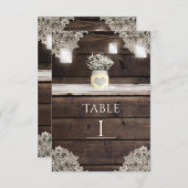 Rustiek Schuur hout, Kant & Mason Jars Tafelnummer (Voorkant / Achterkant)